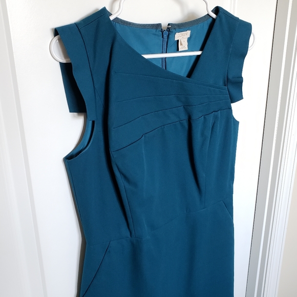 J.Crew Factory Blue Origami Sheath Dress - Picture 6 of 10